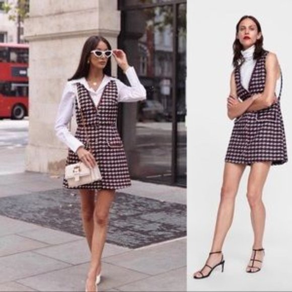 Zara Dresses & Skirts - ZARA Tweed Pinafore Dress (XS) NWT